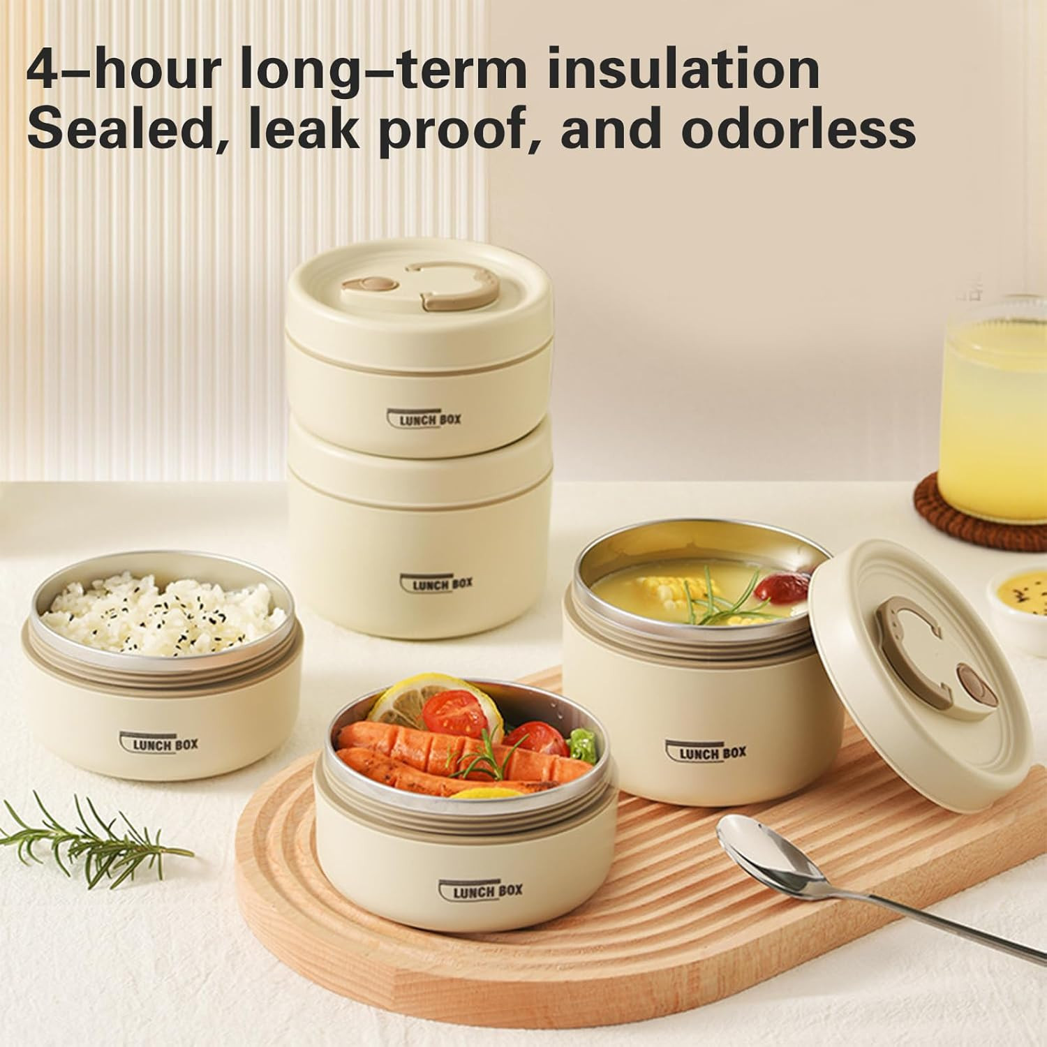 4Pcs Stainless steel Lunch box with bag – গরম-ঠান্ডা খাবার রাখার Food Container with Carry Bag